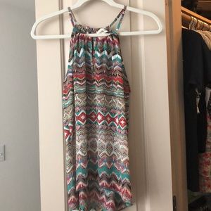 Multi-colored keyhole tank top